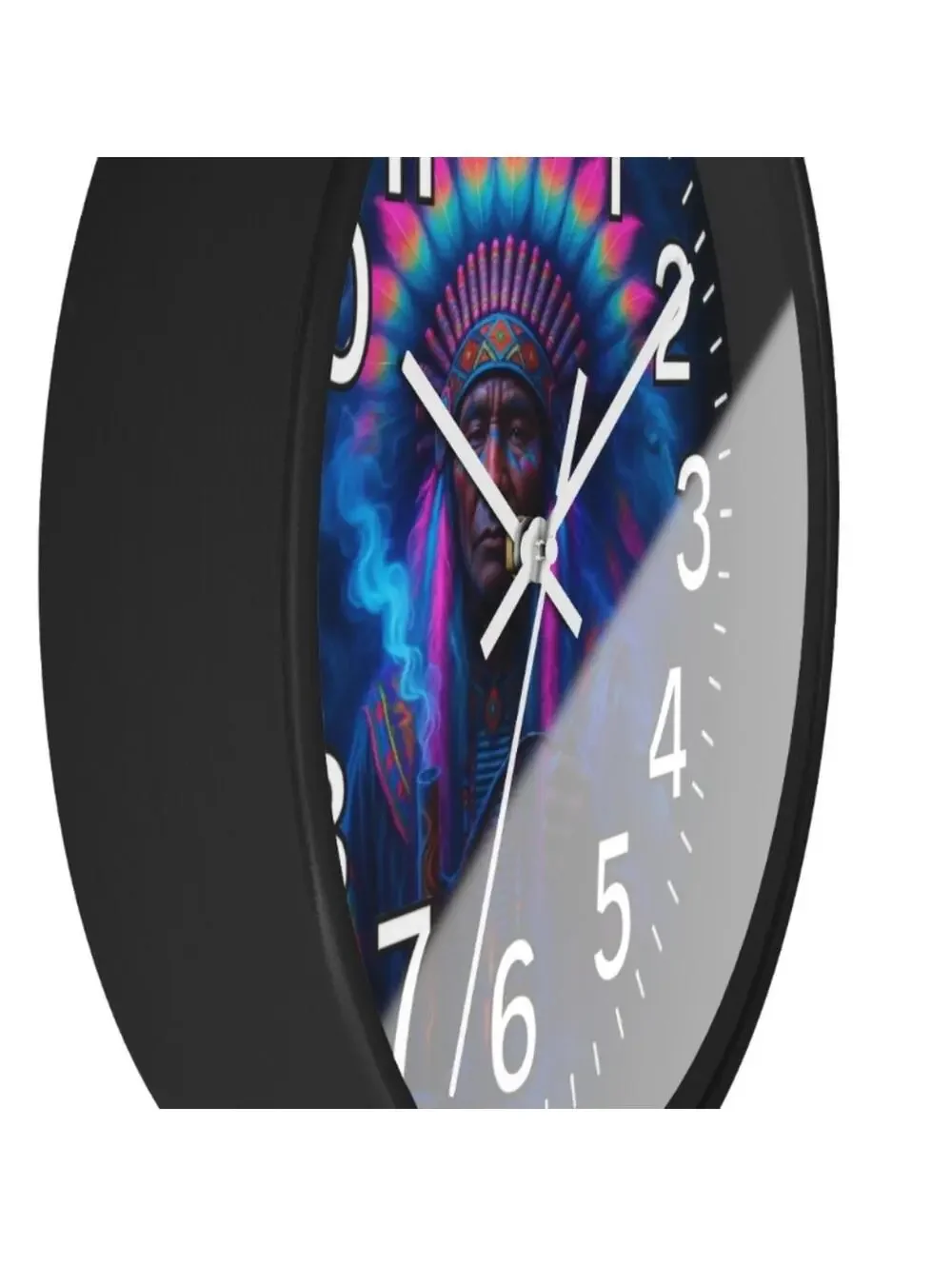 Native American Black Light Spiritual Glow In The Dark Wall Clock New!